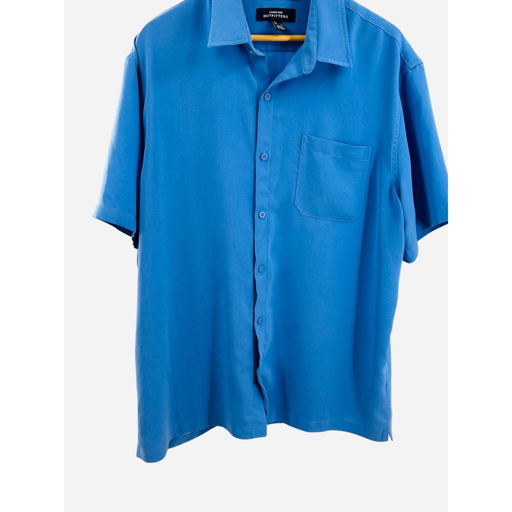 Lands' End Outfitters Mens XL Blue Button Down Short Sleeve Shirt - Picture 3 of 8